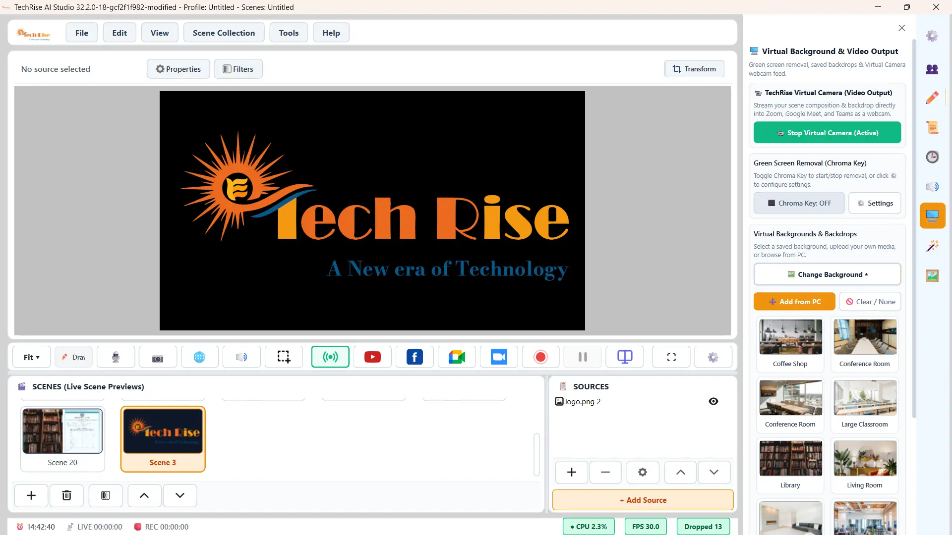 TechRise Studio Live Production Application Interface